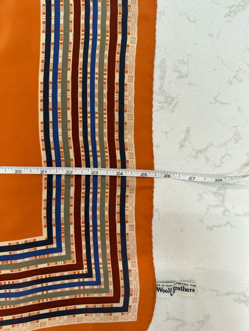 Woolf Brothers Orange Striped Silk Scarf